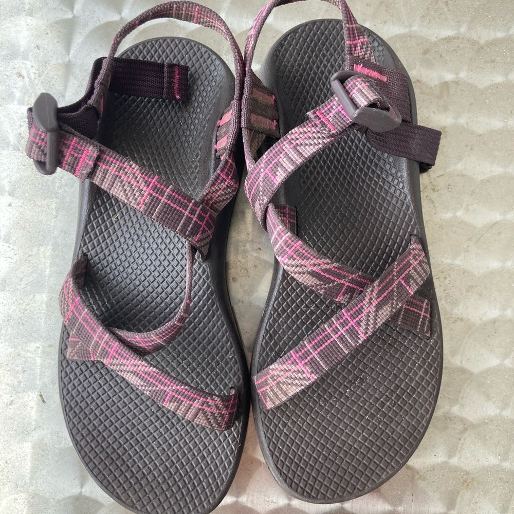 Chaco Pink and Black Adventure Sandals